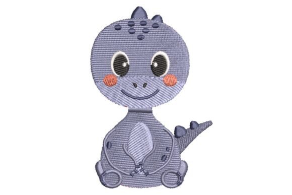 Cute Purple Baby Dinosaur Embroidery Design