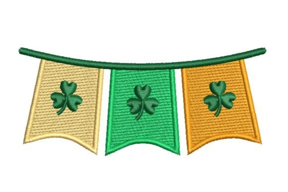 Lucky Shamrock Bunting Banner Embroidery Design