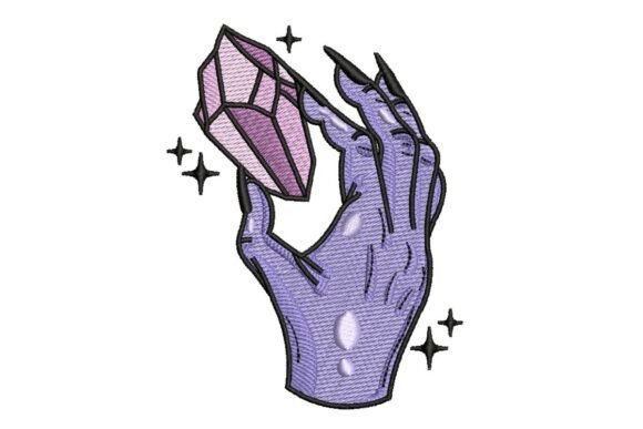 Mystical Hand Holding Crystal Embroidery Design