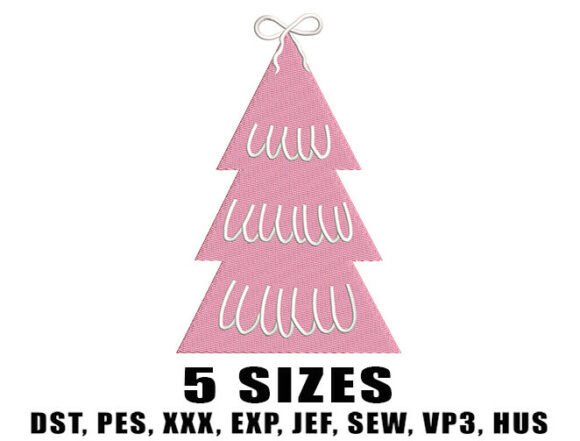 Pink Christmas Tree Embroidery Designs