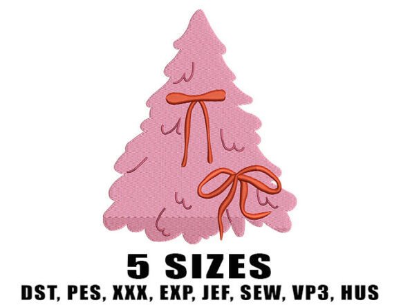Pink Holiday Tree Embroidery Design Review