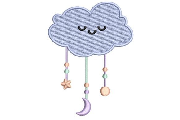 Sweet Sleeping Cloud Mobile Embroidery Design