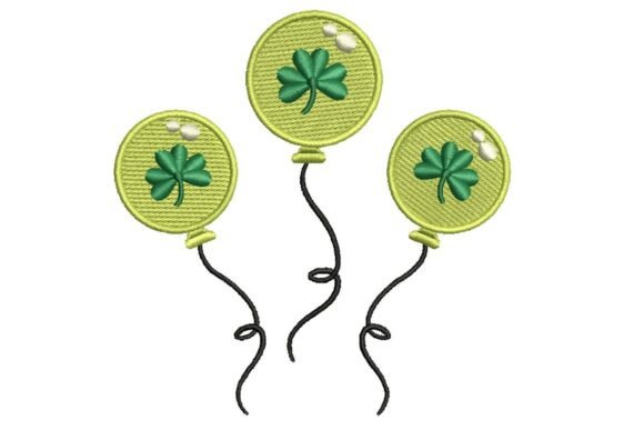 Trio of Lucky Shamrock Balloons Embroidery