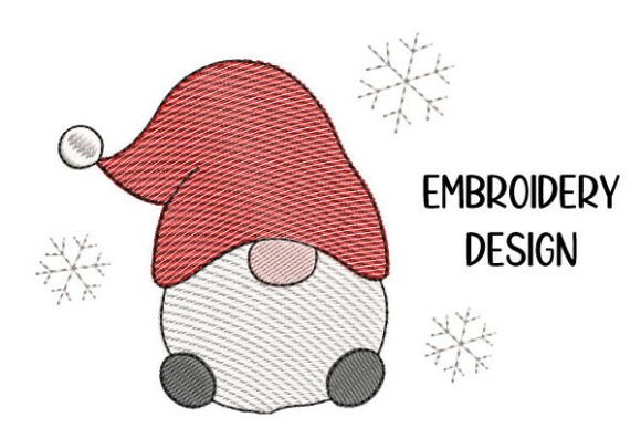 Winter Gnome with Snowflakes Embroidery