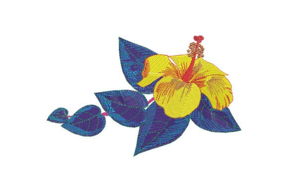 Yellow Hibiscus Embroidery for Seasonal Use